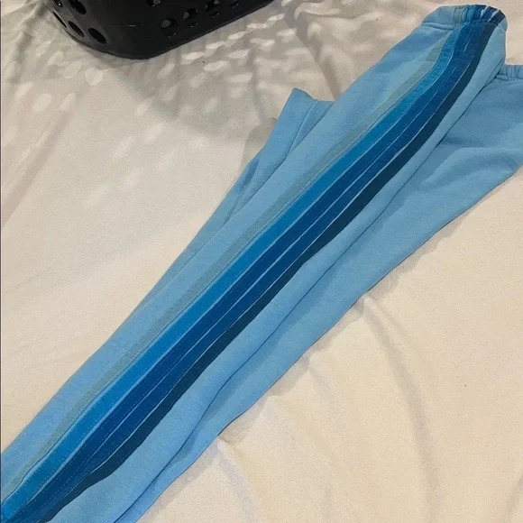 Aviator Nation Light Blue Sweatpants with Blue Stripes - Picture 4 of 4